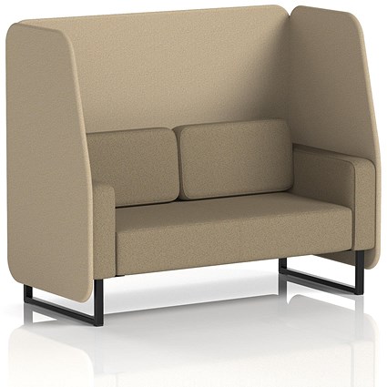 Brixworth 2 Seater Open Booth, Black Legs, Main Line Flax Fabric, Upminster Panels And Bank Sofa