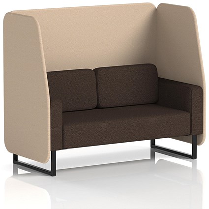 Brixworth 2 Seater Open Booth, Black Legs, Synergy Fabric, Affix Panels And Wed Sofa