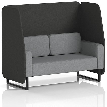 Brixworth 2 Seater Open Booth, Black Legs, Synergy Fabric, Mix Panels And Partner Sofa
