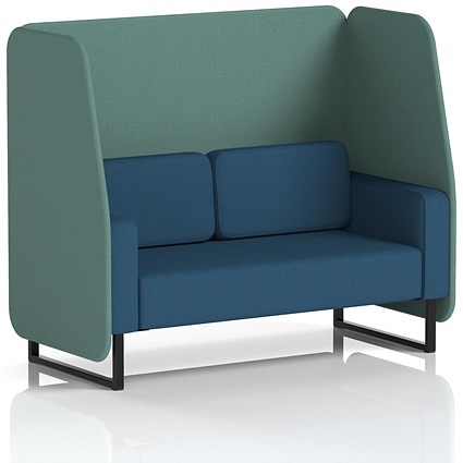 Brixworth 2 Seater Open Booth, Black Legs, Sumi Fabric, Handa Panels And Uto Sofa