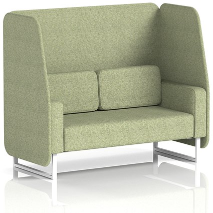 Brixworth 2 Seater Open Booth, White Legs, Rivet Fabric, Burnish Panels And Sofa