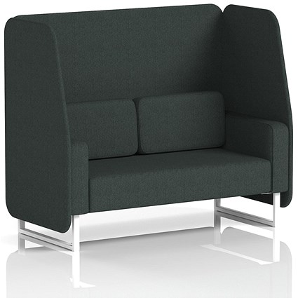 Brixworth 2 Seater Open Booth, White Legs, Rivet Fabric, Charcoal Panels And Sofa