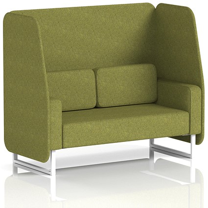 Brixworth 2 Seater Open Booth, White Legs, Rivet Fabric, Olive Panels And Sofa