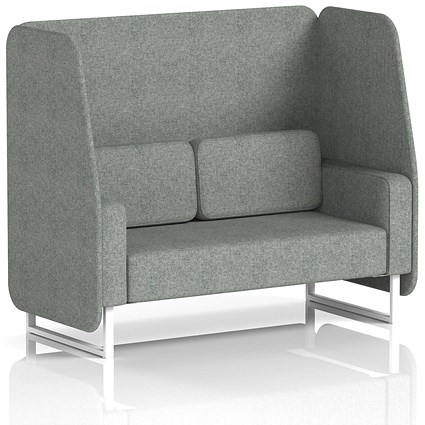 Brixworth 2 Seater Open Booth, White Legs, Rivet Fabric, Prime Panels And Sofa