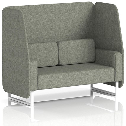 Brixworth 2 Seater Open Booth, White Legs, Rivet Fabric, Vitreous Panels And Sofa