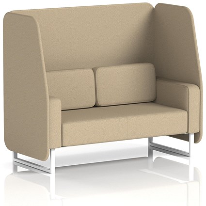 Brixworth 2 Seater Open Booth, White Legs, Main Line Flax Fabric, Upminster Panels And Sofa
