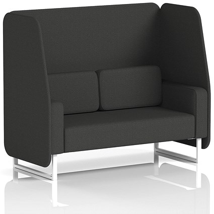 Brixworth 2 Seater Open Booth, White Legs, Synergy Fabric, Mix Panels And Sofa