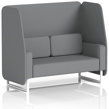 Brixworth 2 Seater Open Booth, White Legs, Synergy Fabric, Partner Panels And Sofa