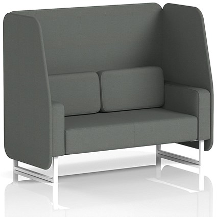 Brixworth 2 Seater Open Booth, White Legs, Sumi Fabric, Kobe Panels And Sofa