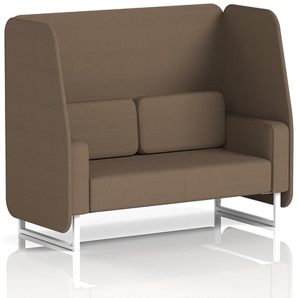Brixworth 2 Seater Open Booth, White Legs, Sumi Fabric, Osaka Panels And Sofa