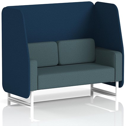 Brixworth 2 Seater Open Booth, White Legs, X2 Fabric, Calculus Panels And Polygon Sofa