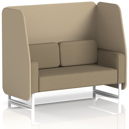 Brixworth 2 Seater Open Booth, White Legs, Main Line Flax Fabric, Upminster Panels And Bank Sofa