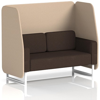 Brixworth 2 Seater Open Booth, White Legs, Synergy Fabric, Affix Panels And Wed Sofa