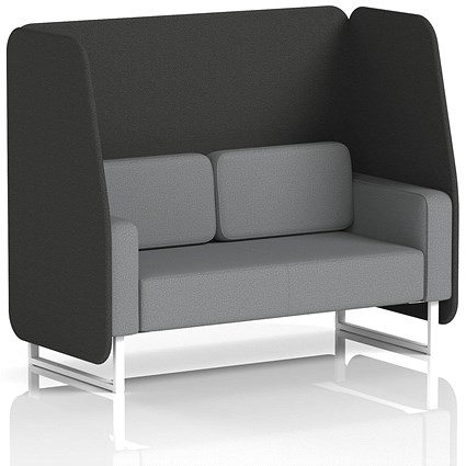 Brixworth 2 Seater Open Booth, White Legs, Synergy Fabric, Mix Panels And Partner Sofa