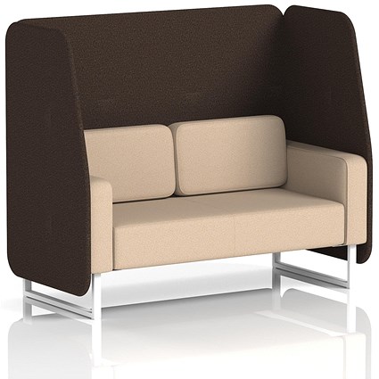 Brixworth 2 Seater Open Booth, White Legs, Synergy Fabric, Wed Panels And Affix Sofa