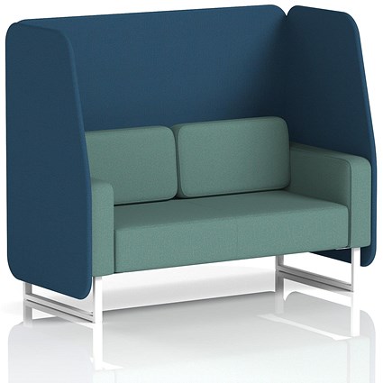 Brixworth 2 Seater Open Booth, White Legs, Sumi Fabric, Uto Panels And Handa Sofa