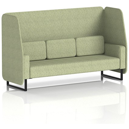 Brixworth 3 Seater Open Booth, Black Legs, Rivet Fabric, Burnish Panels And Sofa