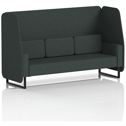 Brixworth 3 Seater Open Booth, Black Legs, Rivet Fabric, Charcoal Panels And Sofa