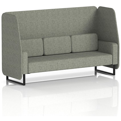 Brixworth 3 Seater Open Booth, Black Legs, Rivet Fabric, Vitreous Panels And Sofa
