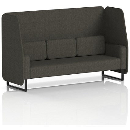 Brixworth 3 Seater Open Booth, Black Legs, Main Line Flax Fabric, Temple Panels And Sofa