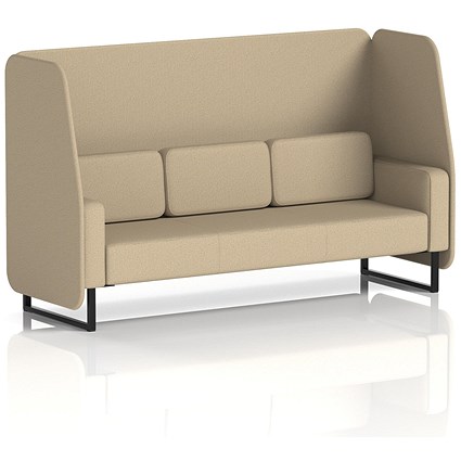 Brixworth 3 Seater Open Booth, Black Legs, Main Line Flax Fabric, Upminster Panels And Sofa