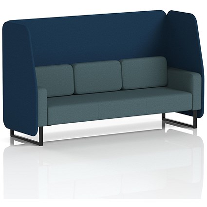Brixworth 3 Seater Open Booth, Black Legs, X2 Fabric, Calculus Panels And Polygon Sofa