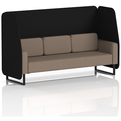Brixworth 3 Seater Open Booth, Black Legs, X2 Fabric, Diameter Panels And Theory Sofa