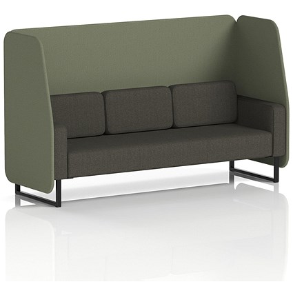 Brixworth 3 Seater Open Booth, Black Legs, Main Line Flax Fabric, Monument Panels And Temple Sofa