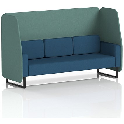 Brixworth 3 Seater Open Booth, Black Legs, Sumi Fabric, Handa Panels And Uto Sofa