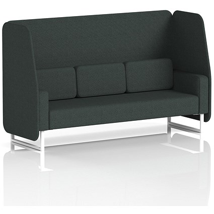 Brixworth 3 Seater Open Booth, White Legs, Rivet Fabric, Charcoal Panels And Sofa