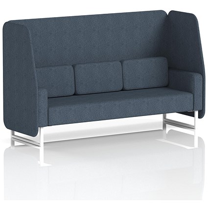 Brixworth 3 Seater Open Booth, White Legs, Rivet Fabric, Crucible Panels And Sofa