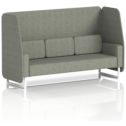 Brixworth 3 Seater Open Booth, White Legs, Rivet Fabric, Vitreous Panels And Sofa