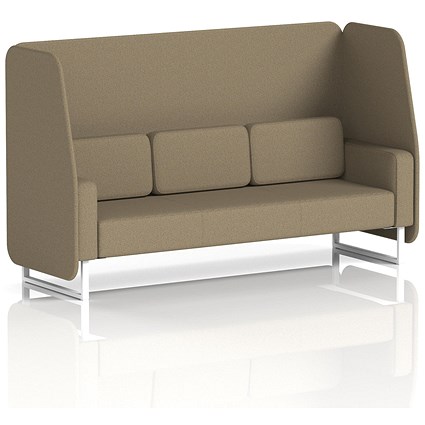 Brixworth 3 Seater Open Booth, White Legs, Main Line Flax Fabric, Bank Panels And Sofa