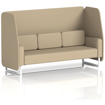 Brixworth 3 Seater Open Booth, White Legs, Main Line Flax Fabric, Upminster Panels And Sofa
