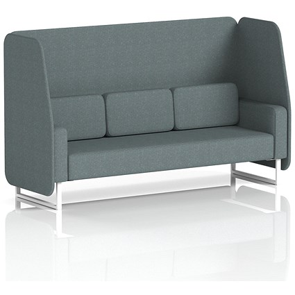Brixworth 3 Seater Open Booth, White Legs, Main Line Flax Fabric, Westminster Panels And Sofa