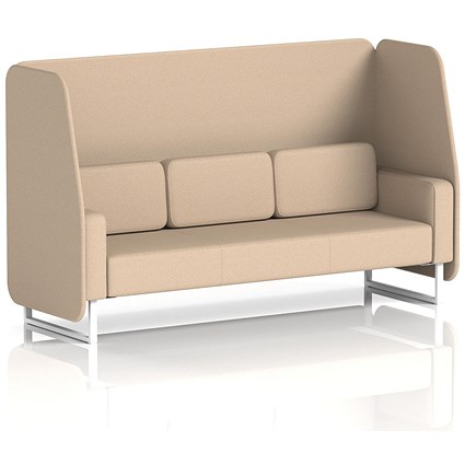 Brixworth 3 Seater Open Booth, White Legs, Synergy Fabric, Affix Panels And Sofa