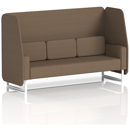 Brixworth 3 Seater Open Booth, White Legs, Sumi Fabric, Osaka Panels And Sofa