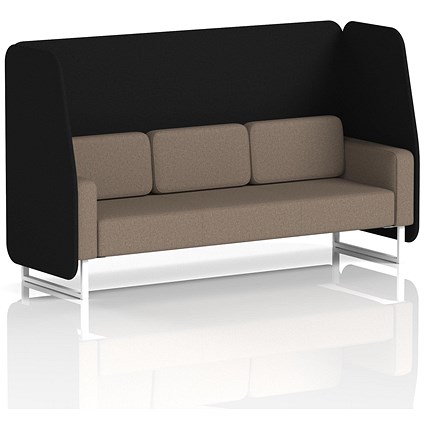 Brixworth 3 Seater Open Booth, White Legs, X2 Fabric, Diameter Panels And Theory Sofa