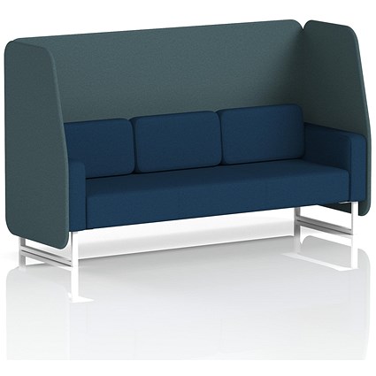 Brixworth 3 Seater Open Booth, White Legs, X2 Fabric, Polygon Panels And Calculus Sofa