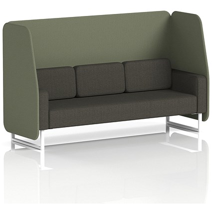 Brixworth 3 Seater Open Booth, White Legs, Main Line Flax Fabric, Monument Panels And Temple Sofa