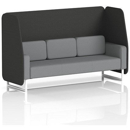 Brixworth 3 Seater Open Booth, White Legs, Synergy Fabric, Mix Panels And Partner Sofa