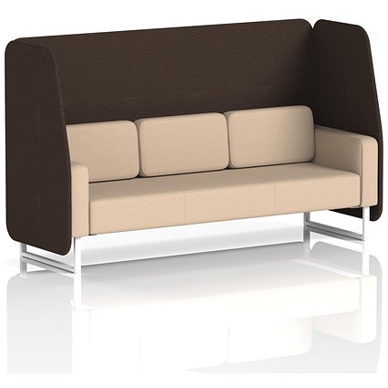 Brixworth 3 Seater Open Booth, White Legs, Synergy Fabric, Wed Panels And Affix Sofa
