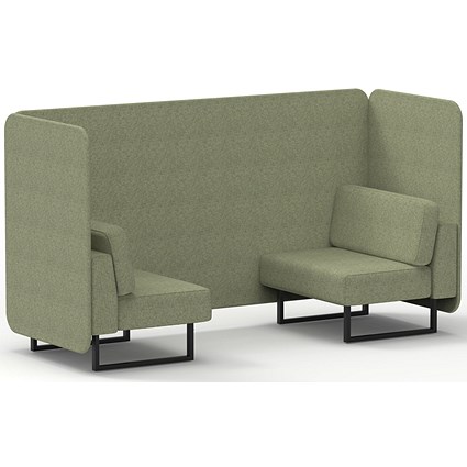 Brixworth 2 Seater Bench Booth, Black Legs, Rivet Fabric, Burnish Panels And Sofa