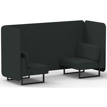 Brixworth 2 Seater Bench Booth, Black Legs, Rivet Fabric, Charcoal Panels And Sofa