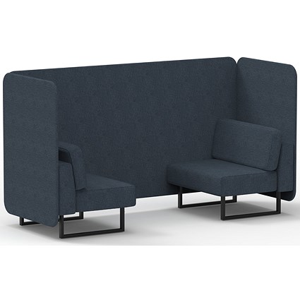Brixworth 2 Seater Bench Booth, Black Legs, Rivet Fabric, Crucible Panels And Sofa