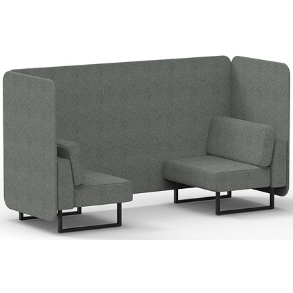 Brixworth 2 Seater Bench Booth, Black Legs, Rivet Fabric, Prime Panels And Sofa