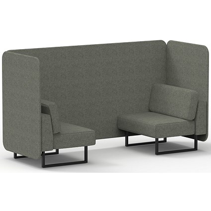 Brixworth 2 Seater Bench Booth, Black Legs, Rivet Fabric, Vitreous Panels And Sofa