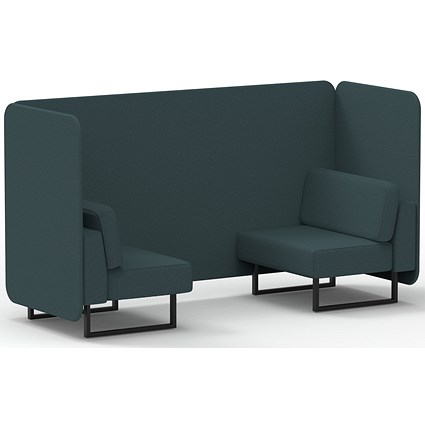 Brixworth 2 Seater Bench Booth, Black Legs, X2 Fabric, Polygon Panels And Sofa