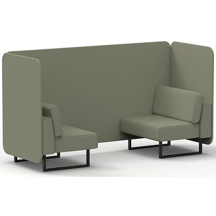 Brixworth 2 Seater Bench Booth, Black Legs, Main Line Flax Fabric, Newbury Panels And Sofa