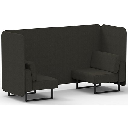 Brixworth 2 Seater Bench Booth, Black Legs, Main Line Flax Fabric, Temple Panels And Sofa